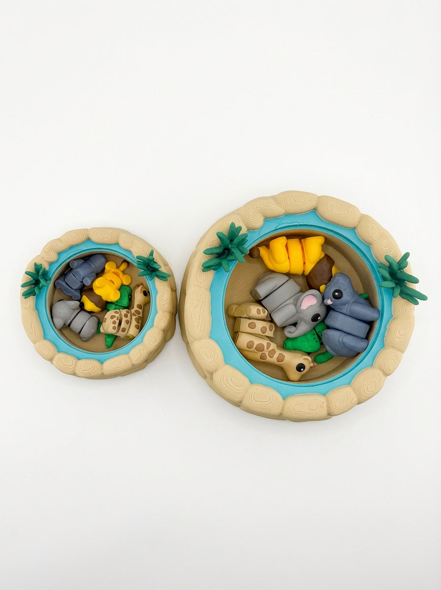Eco-friendly Safari Watering Hole playset made from plant-based PLA plastic - safe non-toxic kids toy