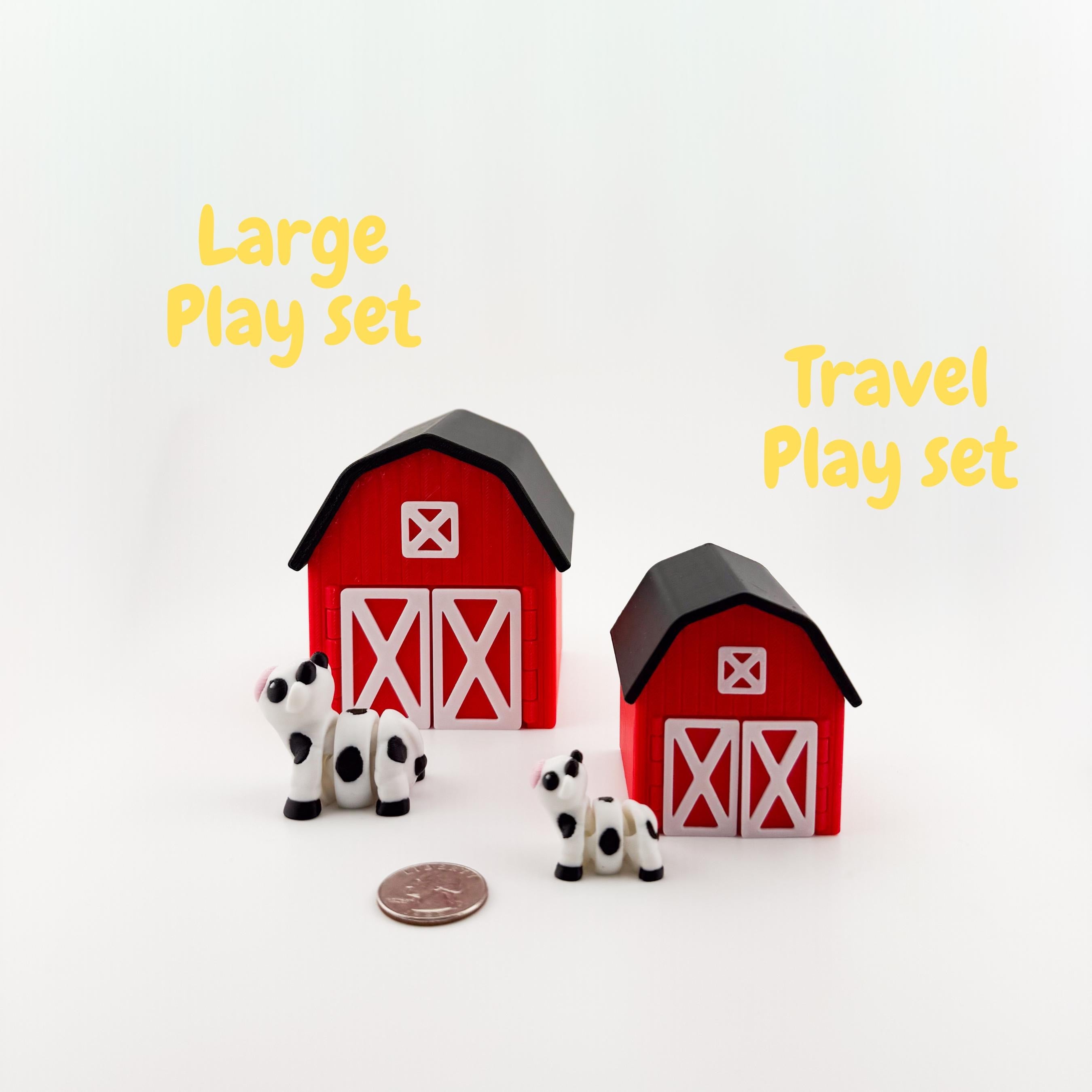 Barn Farm CritterPod showing red barn container and farm animal figures - montessori-friendly toy