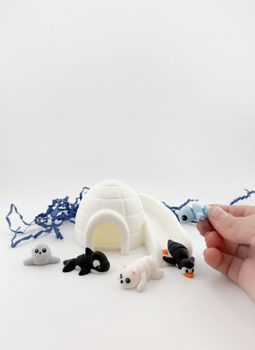Kids playing with Igloo Arctic CritterPod playset - open-ended imaginative play for toddlers