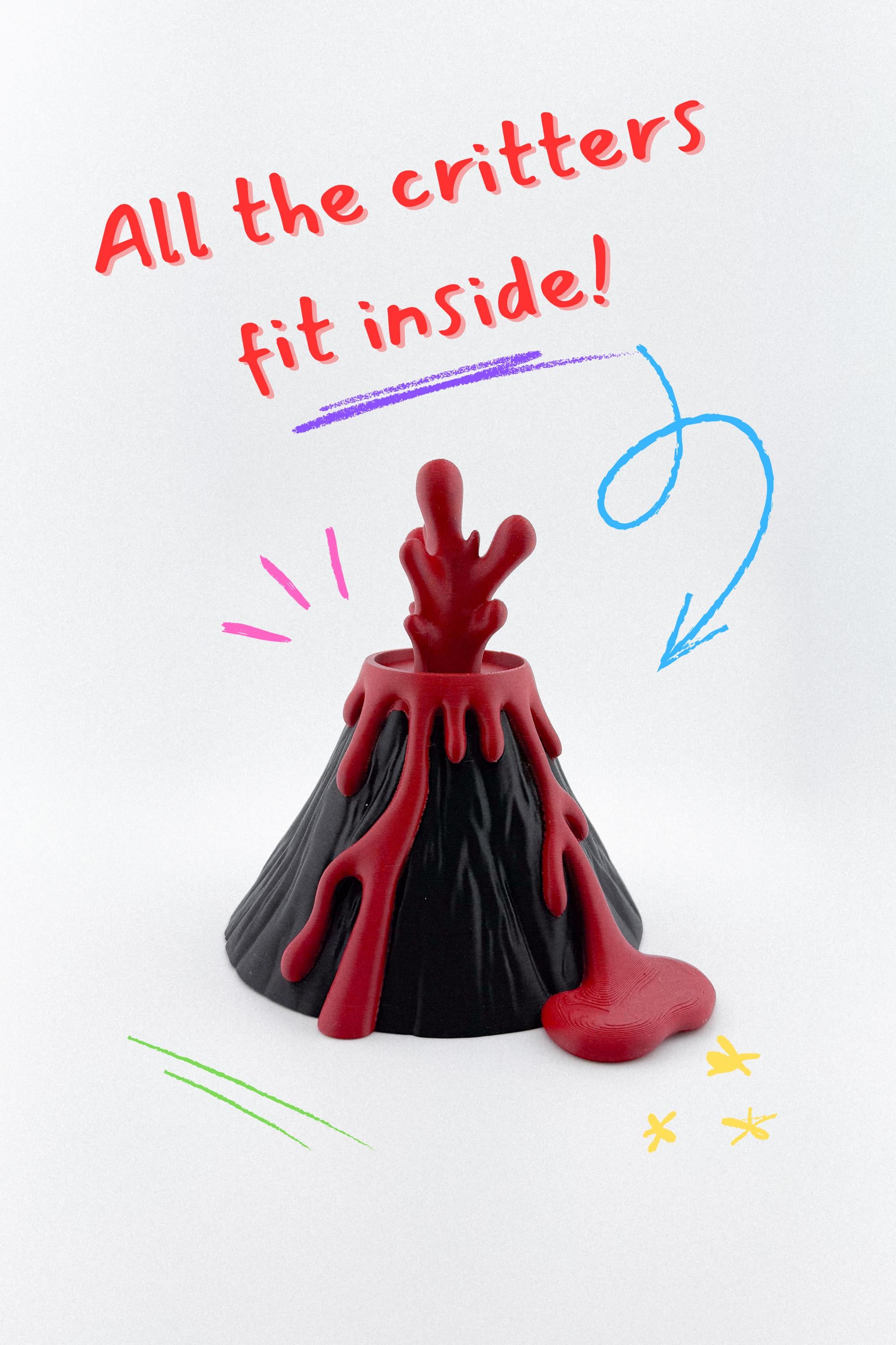Eco-friendly Volcano Dinosaur playset made from plant-based PLA plastic - safe non-toxic kids toy